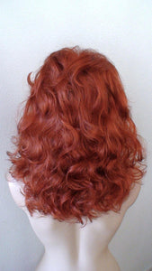 20" Auburn Red Curly Hair with Bangs Wig. Custom Wig. Cosplay Wig.