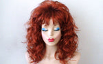 Load image into Gallery viewer, 20&quot; Auburn Red Curly Hair with Bangs Wig. Custom Wig. Cosplay Wig.
