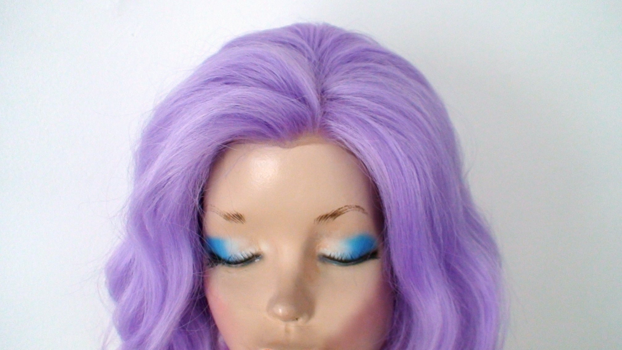 16" Pastel Lavender Ombre Short Wavy Hairstyle Wig