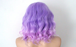 16" Pastel Lavender Ombre Short Wavy Hairstyle Wig