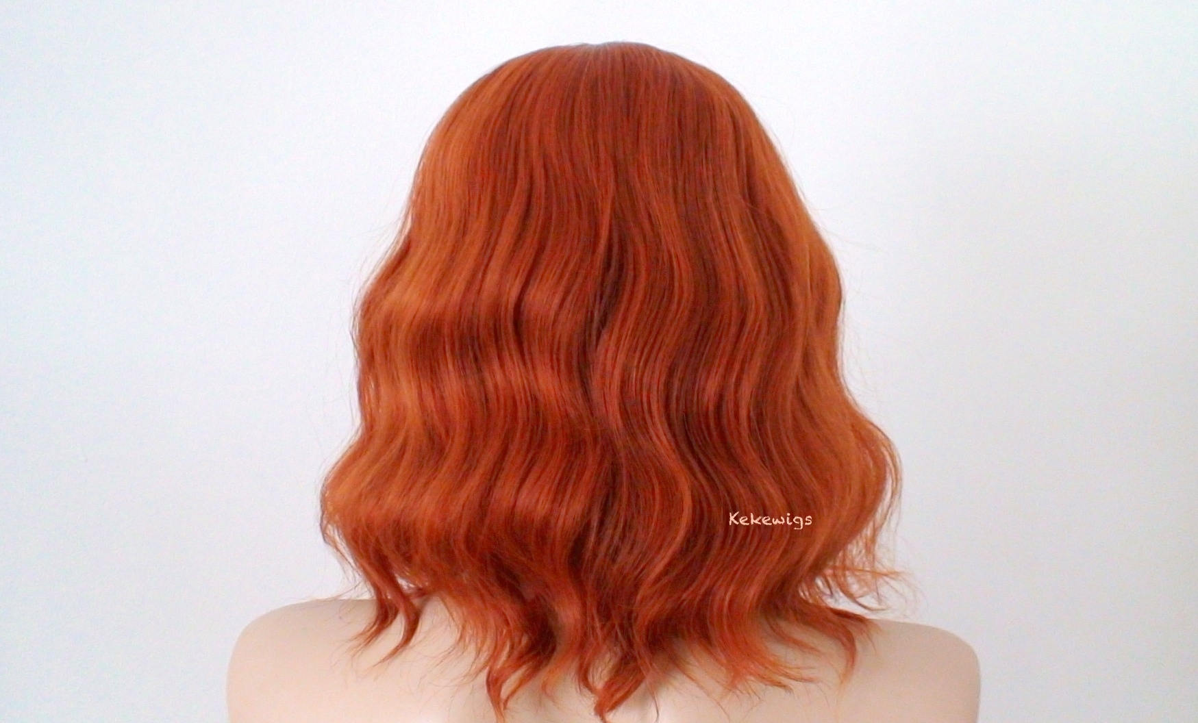 16" Ginger Orange Short Wavy Hair with Bangs Wig