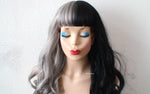 Load image into Gallery viewer, 28&quot; Gray Black Side by Side Long Curly Hair with Bangs Wig
