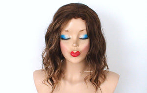 16" Lace Front Brown / Dirty Blonde Ombre Beach Wave Hairstyle Wig