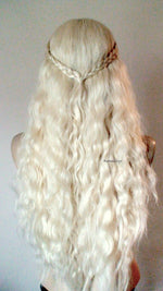 Load image into Gallery viewer, 28&quot; Lace Front Platinum Blonde Long Wave hairstyle Wig.
