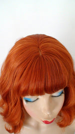 Load image into Gallery viewer, 16&quot; Ginger Orange Short Wavy Hair with Bangs Wig
