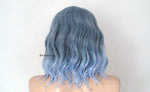 Load image into Gallery viewer, 16&quot; Pastel Blue Ombre Short Wavy Hair with Bangs Wig
