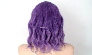 16" Purple Ombré Short Wavy Hairstyle Wig