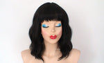 Load image into Gallery viewer, 16&#39; Black Short Wavy Hair with Bangs wig.
