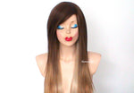 Load image into Gallery viewer, 28&quot; Brown /Honey Blonde /Ash blonde Long Straight Hair Long Side Wig
