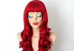 Load image into Gallery viewer, 28&quot; Red Long Curly Hair with Bangs Wig
