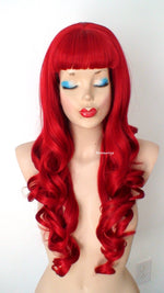 Load image into Gallery viewer, 28&quot; Red Long Curly Hair with Bangs Wig
