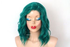 16" Forest Green Short Wavy Hairstyle Wig