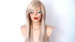 Load image into Gallery viewer, 26” Ash Blonde Long Straight Layered Hair Long Side Bangs Wigs
