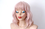 Load image into Gallery viewer, 16&quot; Antique Pink Short Wavy hair with Bangs Wig
