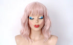 Load image into Gallery viewer, 16&quot; Antique Pink Short Wavy hair with Bangs Wig
