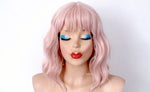 Load image into Gallery viewer, 16&#39; Antique Pink Short Wavy Hair with Bangs Wig
