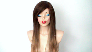 28" Brown /Honey Blonde /Ash blonde Long Straight Hair Long Side Wig