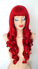 Load image into Gallery viewer, 28&quot; Red Long Curly Hair with Bangs Wig
