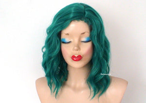 16" Forest Green Short Wavy Hairstyle Wig