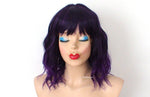 Load image into Gallery viewer, 16&quot; Purple Ombre Short Wavy Hair with Bangs Wig
