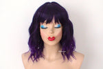 Load image into Gallery viewer, 16&quot; Purple Ombre Short Wavy Hair with Bangs Wig
