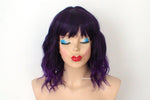 Load image into Gallery viewer, 16&quot; Purple Ombre Short Wavy Hair with Bangs Wig
