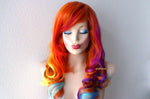 Load image into Gallery viewer, 24&quot; Pastel Rainbow Ombre Long Curly Hair Side Bangs Wig
