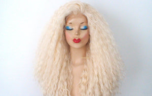 24" Blonde Lace front Beach Wave Heat Friendly Synthetic Wig