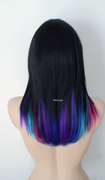 Load image into Gallery viewer, 20&quot; Black Galaxy Ombre Straight Hair with Bangs Wig
