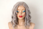 Load image into Gallery viewer, 16&quot; Lace Front Gray Short Wavy Hair Wig
