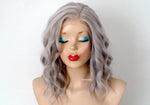 Load image into Gallery viewer, 16&quot; Lace Front Gray Short Wavy Hair Wig
