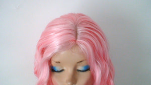 16" Peach Pink Short Wavy Hairstyle Wig