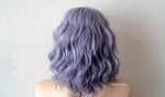 Load image into Gallery viewer, 16&quot; Pastel Dark Lavender Gray Short Wavy Hairstyle Wig.
