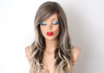 Load image into Gallery viewer, 26&quot; Dirty Blonde /Ash Blonde Ombre Long Curly Hair Long Side Bangs Wig
