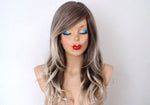 Load image into Gallery viewer, 26&quot; Dirty Blonde /Ash Blonde Ombre Long Curly Hair Long Side Bangs Wig
