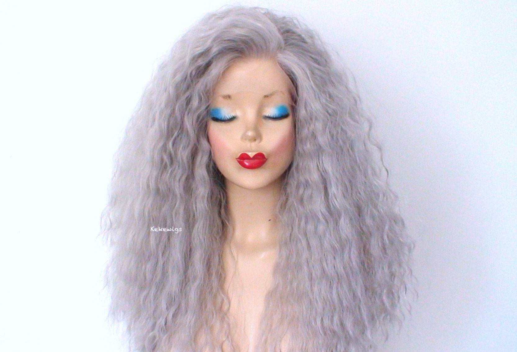 24" Lace Front Gray Long Wavy Hairstyle Wig