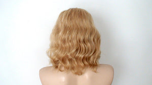 16" Lace Front Golden Blonde Short Wavy hair Wig