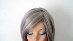 Load image into Gallery viewer, 28&quot; Salt Pepper Gray Long Straight Layered Hair with Long Side Bangs Wig
