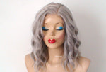 Load image into Gallery viewer, 16&quot; Lace Front Gray Short Wavy Hair Wig
