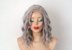 Load image into Gallery viewer, 16&quot; Lace Front Gray Short Wavy Hair Wig
