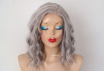 Load image into Gallery viewer, 16&quot; Lace Front Gray Short Wavy Hair Wig
