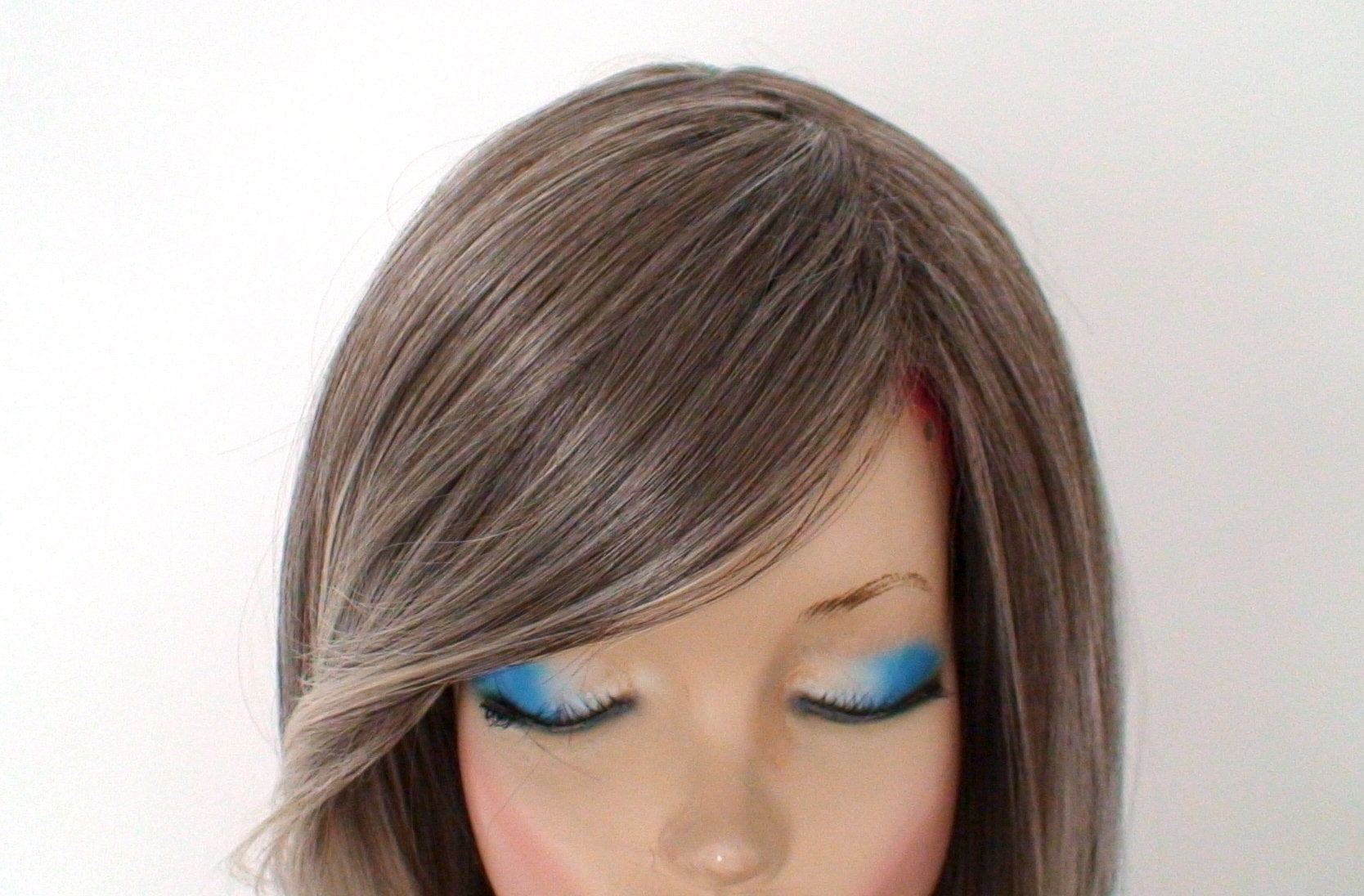 16" Ash Brown Ash Blonde Ombre Short Straight Hair Wig