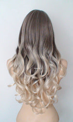 Load image into Gallery viewer, 26&quot; Dirty Blonde /Ash Blonde Ombre Long Curly Hair Long Side Bangs Wig
