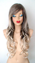 Load image into Gallery viewer, 26&quot; Dirty Blonde /Ash Blonde Ombre Long Curly Hair Long Side Bangs Wig
