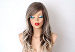 Load image into Gallery viewer, 26&quot; Dirty Blonde /Ash Blonde Ombre Long Curly Hair Long Side Bangs Wig
