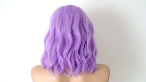 16" Pastel Lavender Short Wavy Hairstyle Wig