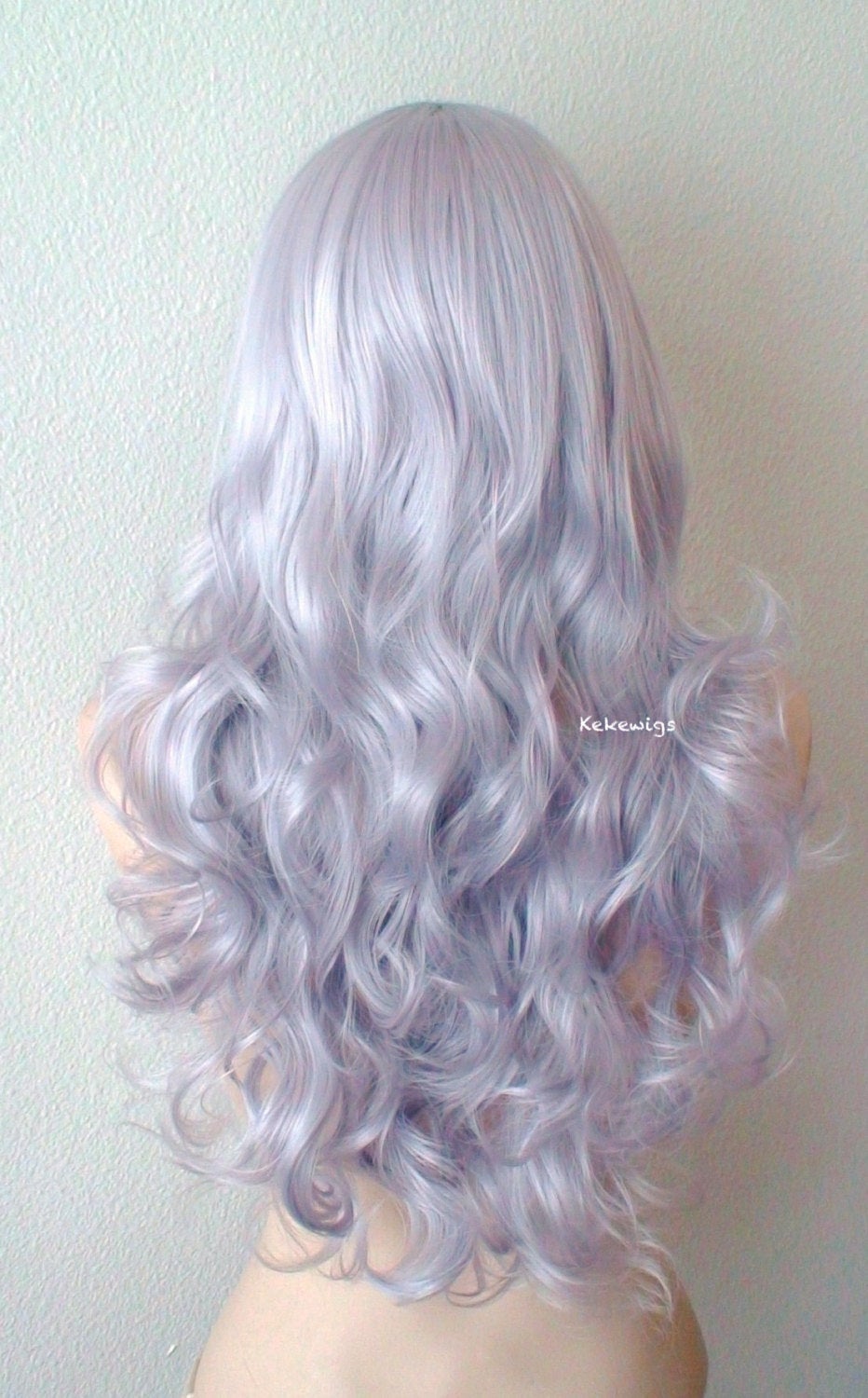 26" Pastel Gray Long Curly Hair Long Side Bangs Wig