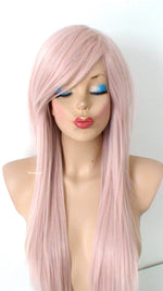 Load image into Gallery viewer, 28&quot; Antique Pink Long Straight Hair Long Side Bangs Wig. Scene Wig. Emo Wig.
