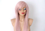 Load image into Gallery viewer, 28&quot; Antique Pink Long Straight Hair Long Side Bangs Wig. Scene Wig. Emo Wig.
