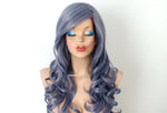 Load image into Gallery viewer, 26&quot; Blue Gray Long Curly Hair Long Side Bangs Wig.
